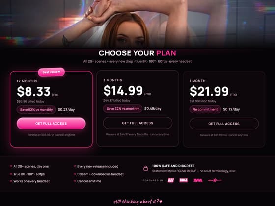 The GirlsDoVR member area and billing screen.