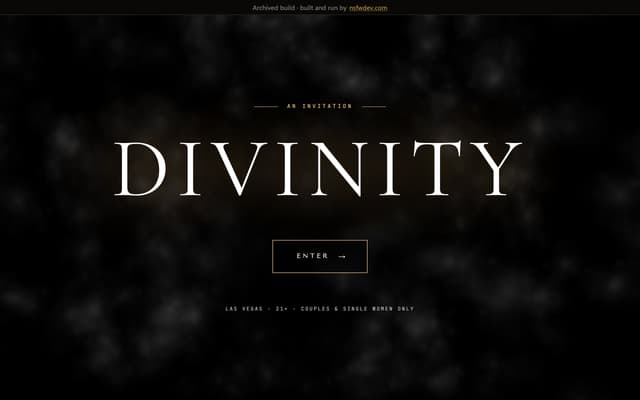 The entrance page of the archived Hidden Divinity site.